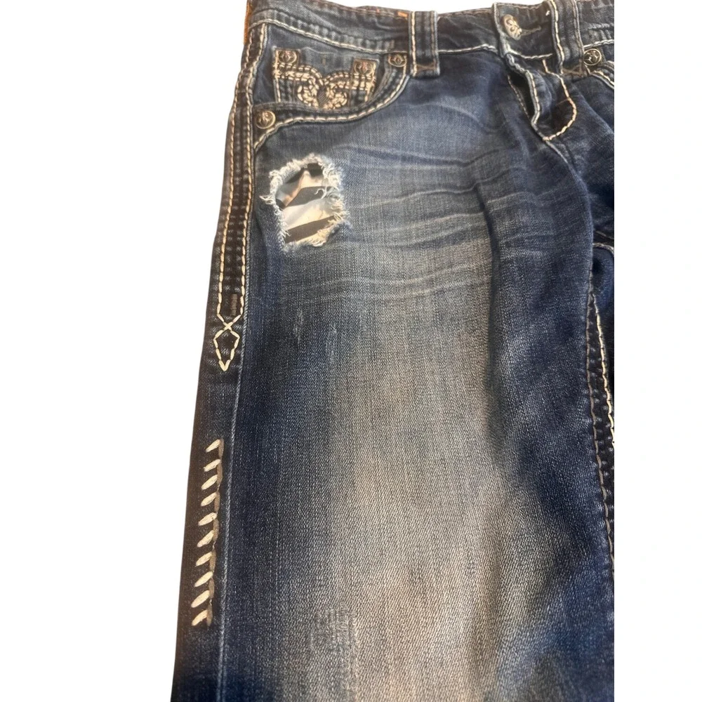 Rock Revival Rhays Bootcut Jeans Mens 29 Dark Wash Distressed Y2K Grunge